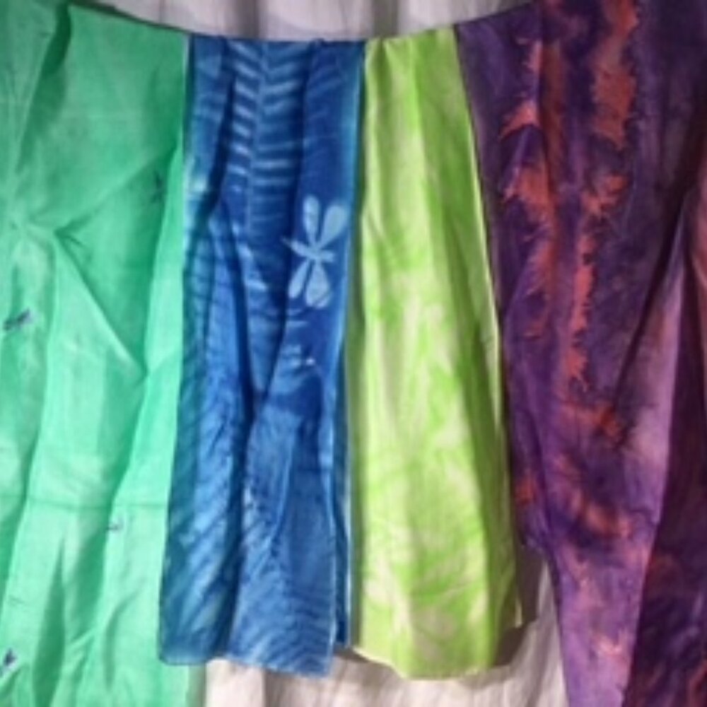 Four 100% silk Hand dyed 
 scarves